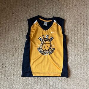 Nike Kids Gold and Navy Basketball Jersey